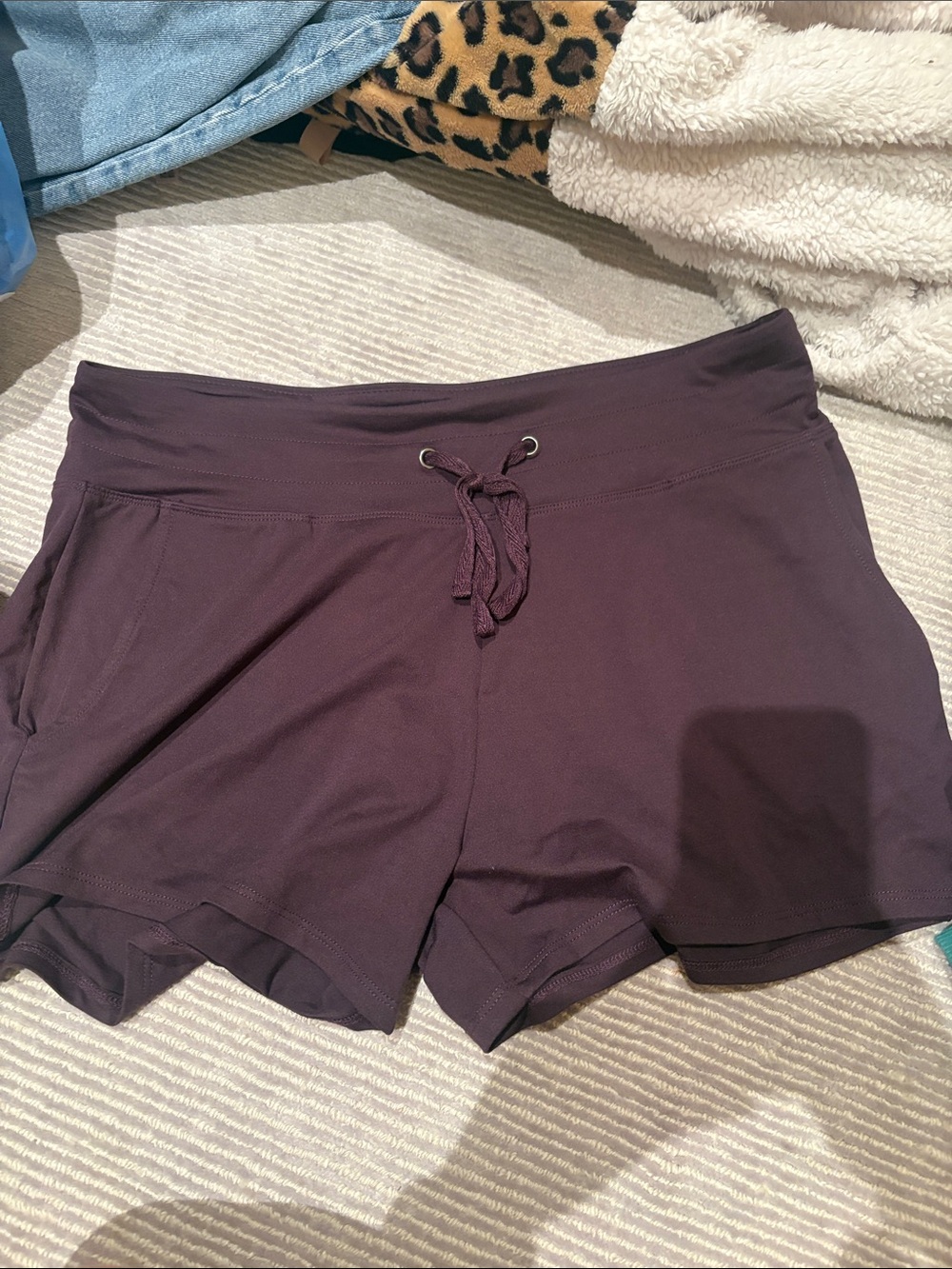 Marika Deep Plum Drawstring Athletic Shorts